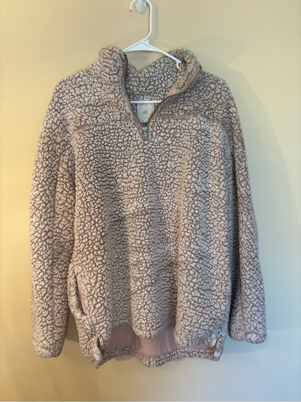 Thread & Supply Taupe Sherpa Quarter-Zip Pullover